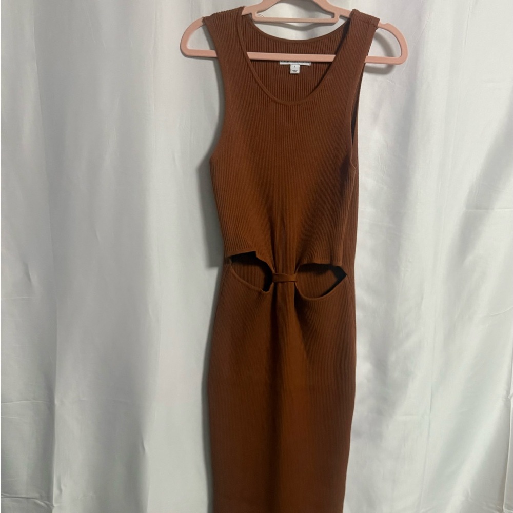 Elegant Dark Camel Brown Sleeveless Dress by And Now This Sz L